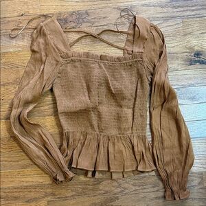 Mine Brown Smocked Blouse